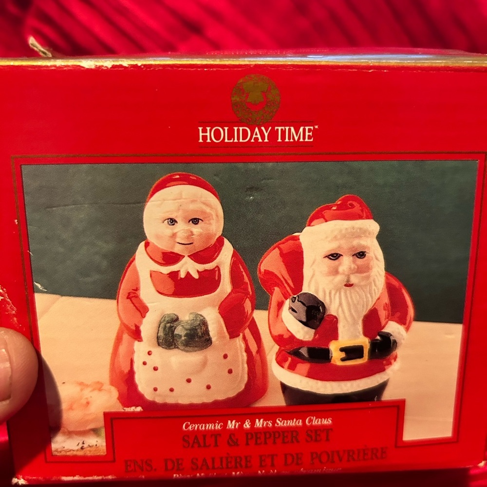 Holiday Time Santa and Mrs. Claus Salt & Pepper Shakers - Red and White